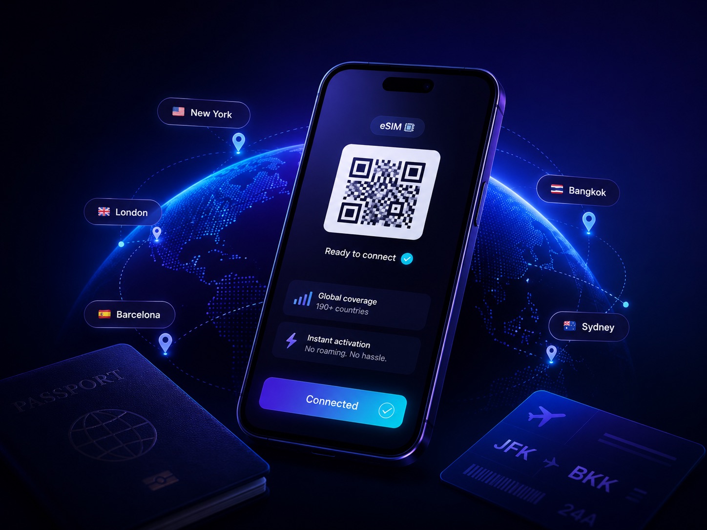 Traveler exploring a foreign city while staying connected with Utelenet eSIM